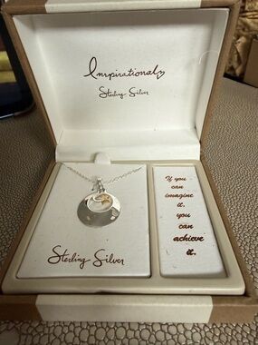 Sterling Silver Necklace with Gold Star Accent - Silver